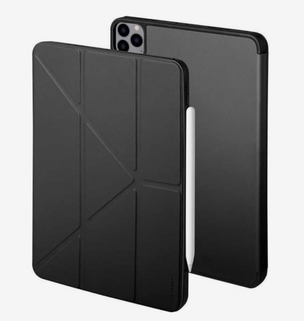 Viva Madrid Elegante Folio Case With Apple Pencil Holder, Multi-Fold Integrated Stand, Anti-Scratch Protection Support Apple Pencil Charging for iPad Pro 12.9 - Black